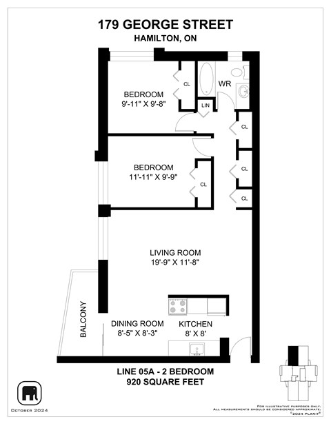 A floor plan for a home at 179 George Street in Hamilton, ON.